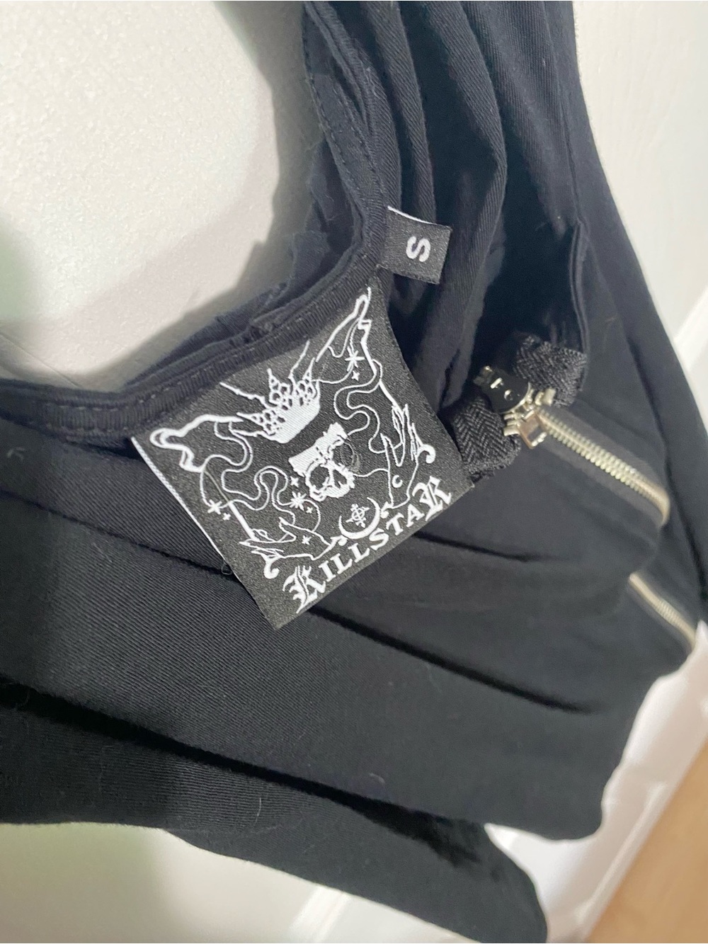 Killstar Black Asymmetrical Halter Tank with Silver Zip - Picture 3 of 5